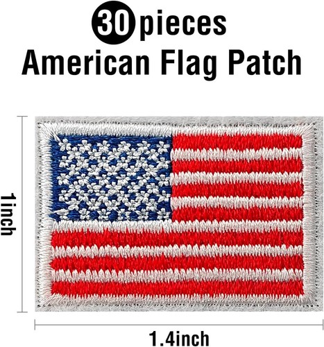 30er Pack kleine amerikanische Flagge Aufnäher patriotisch zum Aufbügeln US Flagge Patches für Hüte - Bild 2 von 2