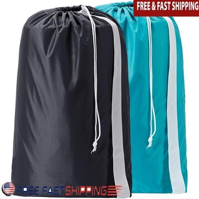 Nylon Laundry Bag Large Capacity Tear Resistant Drawstring Closure Sturdy Straps