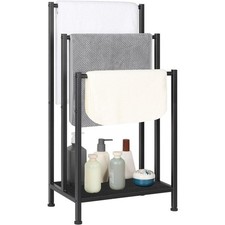3 Tier Metal Towel Rack, Freestanding Blanket Rack Stand with Shelf for Bathroom