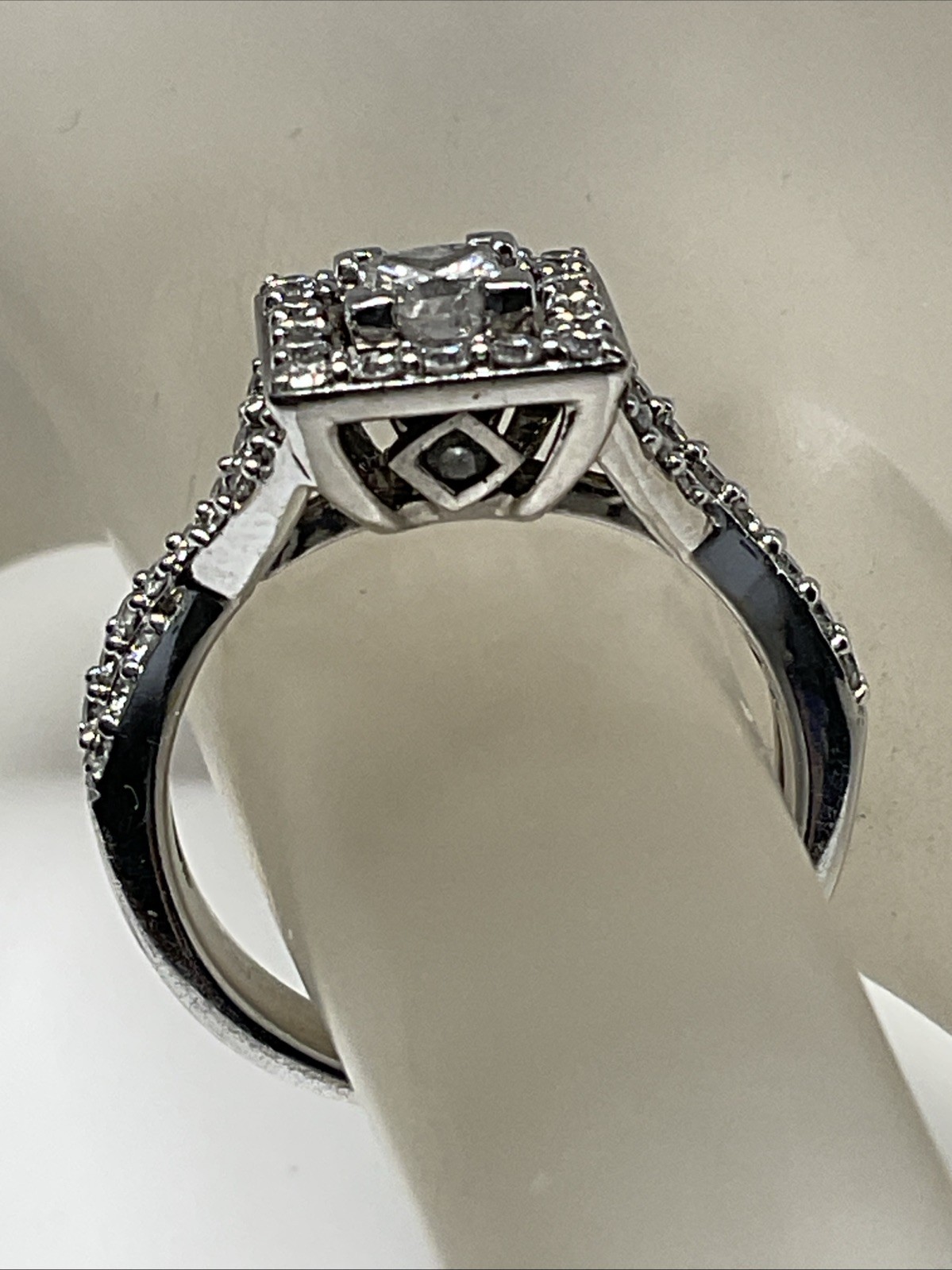 Engagement Ring Solid 13K W. Gold Solitaire Princ… - image 9