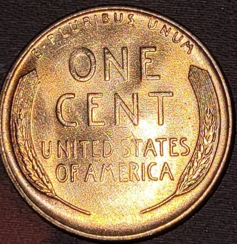 1956 D Lincoln Wheat Cent-RED GEM MS+ From OBW Roll! RARE- Strike Through Error