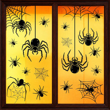 Large Spider Halloween Window Stickers, 9 Sheets Scary Spider Web Decor Set