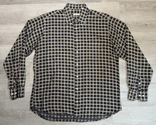 Vintage Burberry London Button Down Shirt Men's L Black Nova Check Made In USA