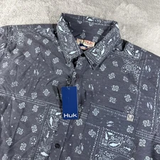 Huk Shirt Mens 2XL Gray Kona Hukdana Performance Outdoor Fishing XXL AOP New NWT