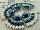 Erica Lyons SIGNED black classy Necklace chunky vintage statement enamel crystal — photo 2