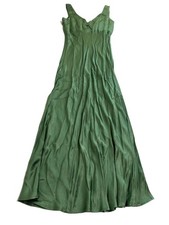 LOFT Satin Double V Bias Midi Dress in Deep Grass Green