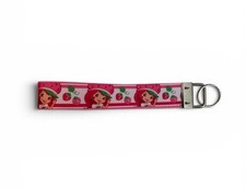 Strawberry Shortcake Ribbon on Strong Webbing Key Fob, Keychain, Wristlet
