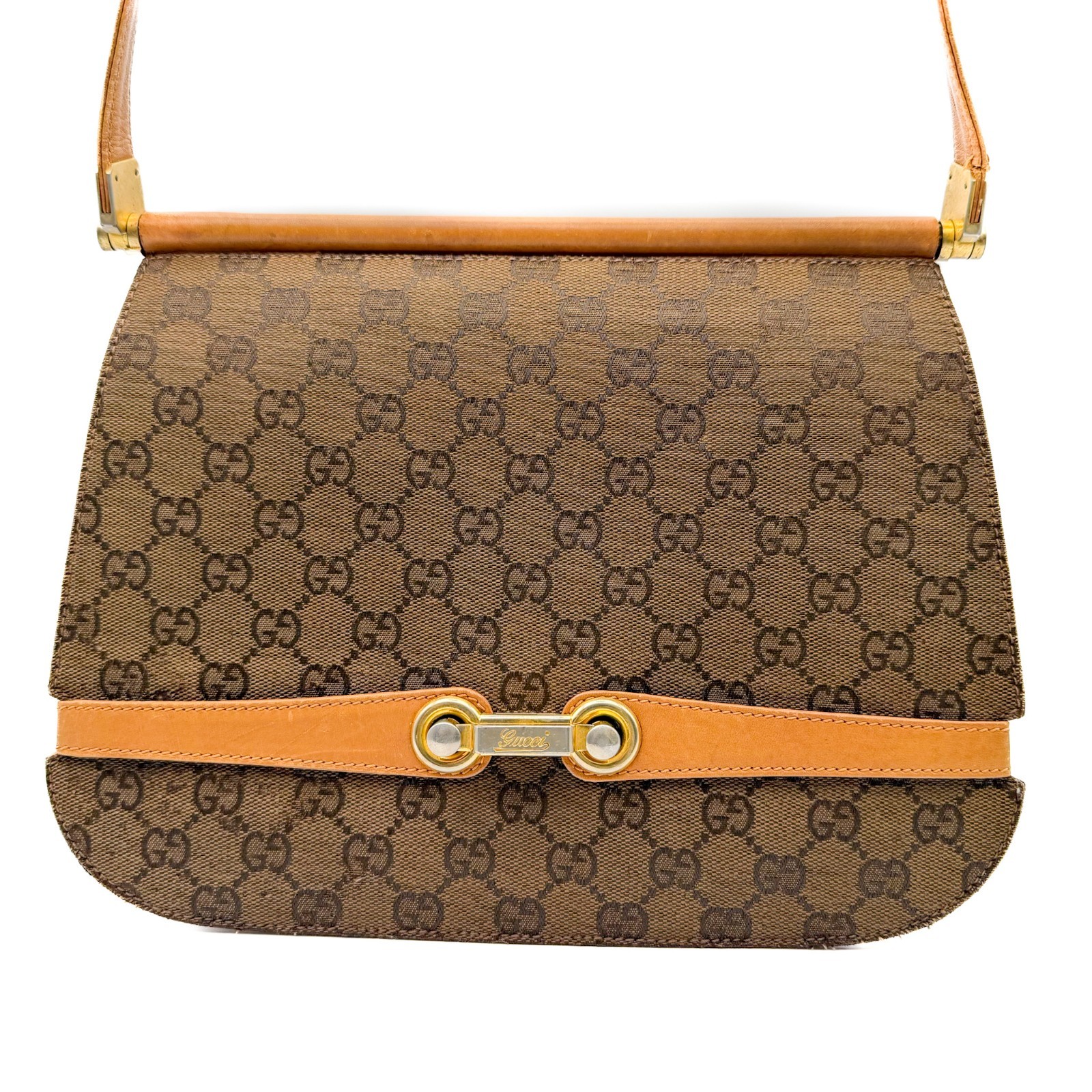 Borsa a tracolla Gucci vintage GG tela pelle tracolla borsa chiusura girevole autentica