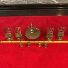 Vintage Miniature, Brass Metal Dollhouse Chairs, Table, Goblets Pitcher  — photo 3