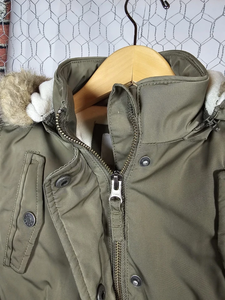 Girls' Winter Coat Size 4/5, Green, Faux Fur Rim Removable Hood, Falls Creek - Image 4 of 4