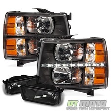 2007-2013 Chevy Silverado Drl Led Headlights Smoked Fog Lamps Lights Leftright