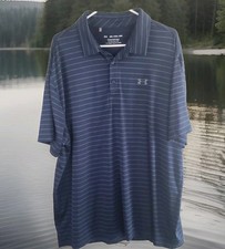Under Armour Men's 2XL XXL The Playoff Polo Blue Striped Short Sleeve Polo Shirt