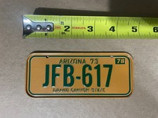 ARIZONA Cereal Bicycle Bike License Plate 78 1978 JFB-617