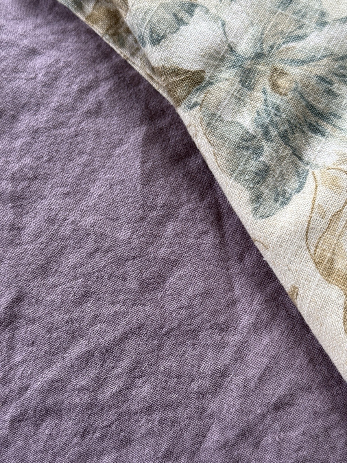 Zara Home Linen Reversible Purple Lavender Duvet Cover 102.5" x 86.5" Portugal