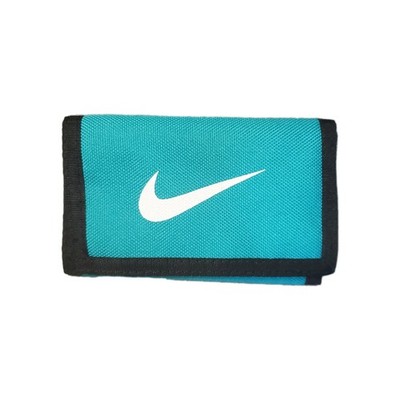 Vintage Nylon NIKE Swoosh Trifold Wallet W/Hook And Loop CLOSURE Teal Retro
