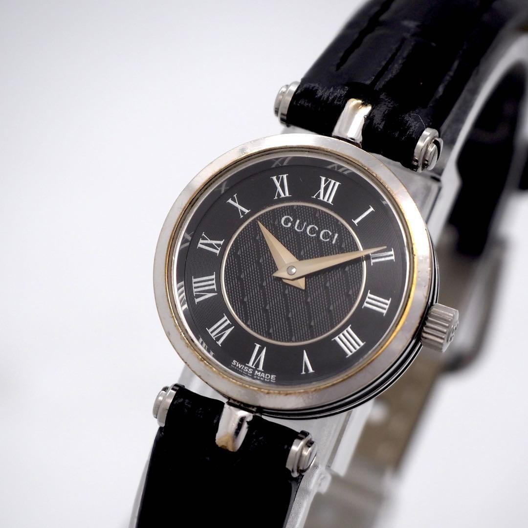 353 Working GUCCI Watch Side Line New Belt Women's Black