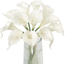 White Artificial Calla Lily 12Pcs Realistic Flowers Bouquet  Wedding Bride Show