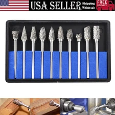 10Pcs Tungsten Carbide Burrs Rotary Burr Set Head 1/4'' Shank Die Grinder Bit US