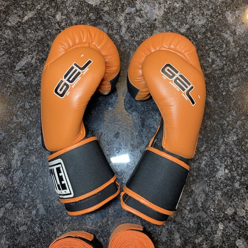 Title Boxing Gel Intense Training Gloves 16oz Black Orange Wraps - Image 3 of 4