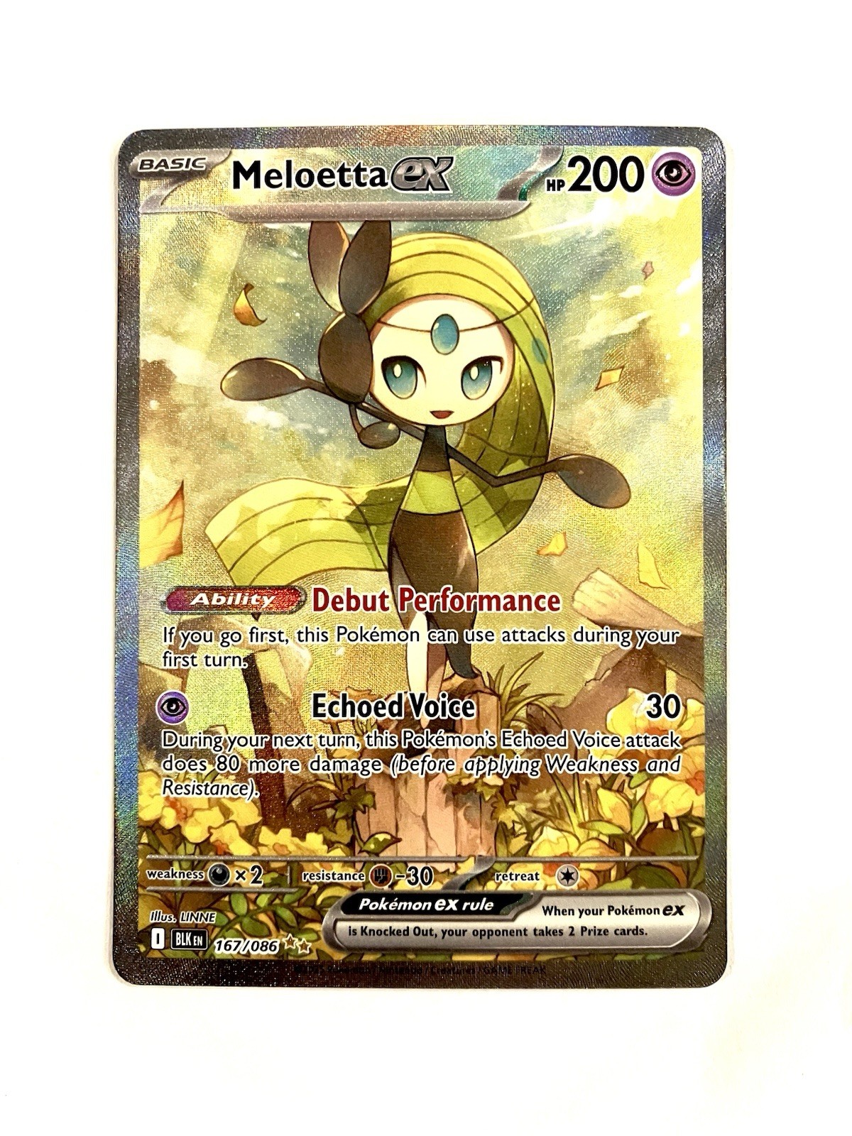 Meloetta EX 167/086 Black Bolt Special Illustration Rare Pokemon TCG Card NM