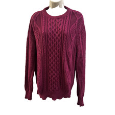Vintage Lord Jeff Pink Cable Knit Sweater | Made in USA | 100% Fine Cotton Large