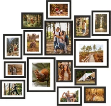 Picture Frames Set, 15 Pack Black Picture Frames Collage Wall Decor for Assorted
