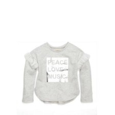 TRUE CRAFT Peace Toddler Girls Long Sleeve Flutter Tulle Top , Size 4T