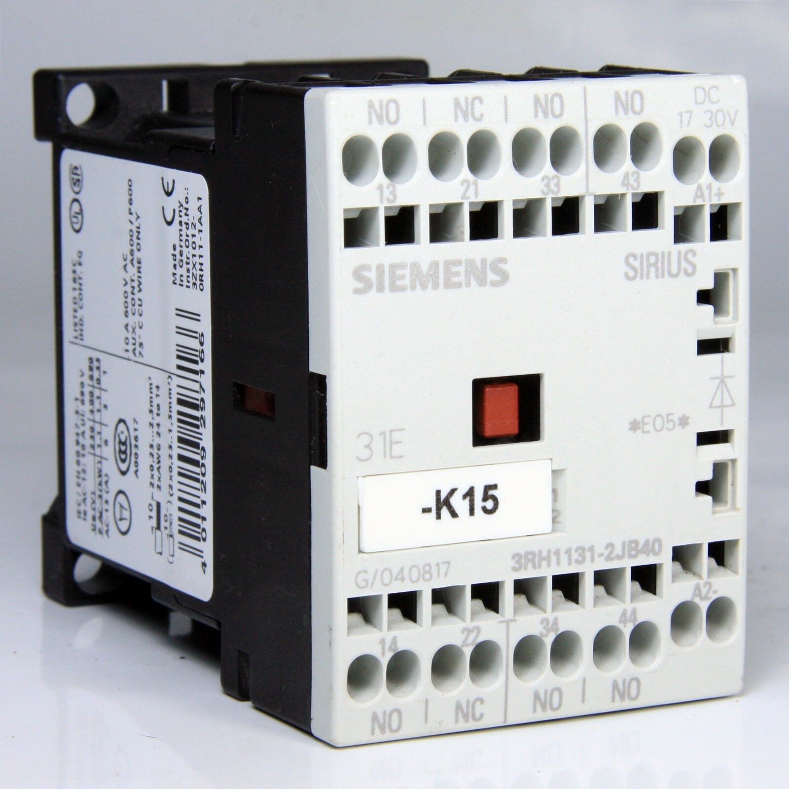 Siemens Contactor 3RH1131-2JB40 3ZX1012-0RH11-1AA1 Coil: 17-30V DC 10A ...