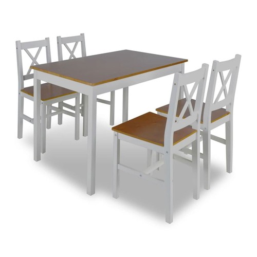 Dining Table and Chairs Set 4 Seater Kitchen Furniture Stained Finish 5 Piece AU - Picture 2 of 7