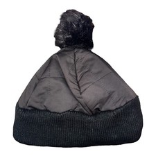 Arctic Expedition Women's Quilted Pom Beanie Solid Black Large/X-Large Size