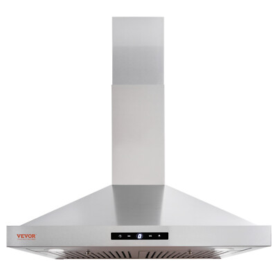 VEVOR 30'' Wall Mount Range Hood Kitchen Vent 3 Speed Knob/Touch Stainless Steel