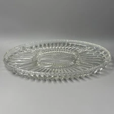 Vintage Oval Glass Serving Dish Heavy 5 Compartment Relish Jewelry Tray