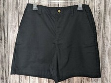 Womens White Stag Black Chino Style Vintage High Waisted Flat Front Shorts Sz 10