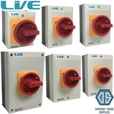 Weatherproof Rotary Isolator Switch 4 Pole 20, 25, 32, 40, 63, 100 Amp 230 Volt