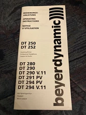 RARE! Beyerdynamic DT 250 252 Original Owners Manual / User Manual from 2002