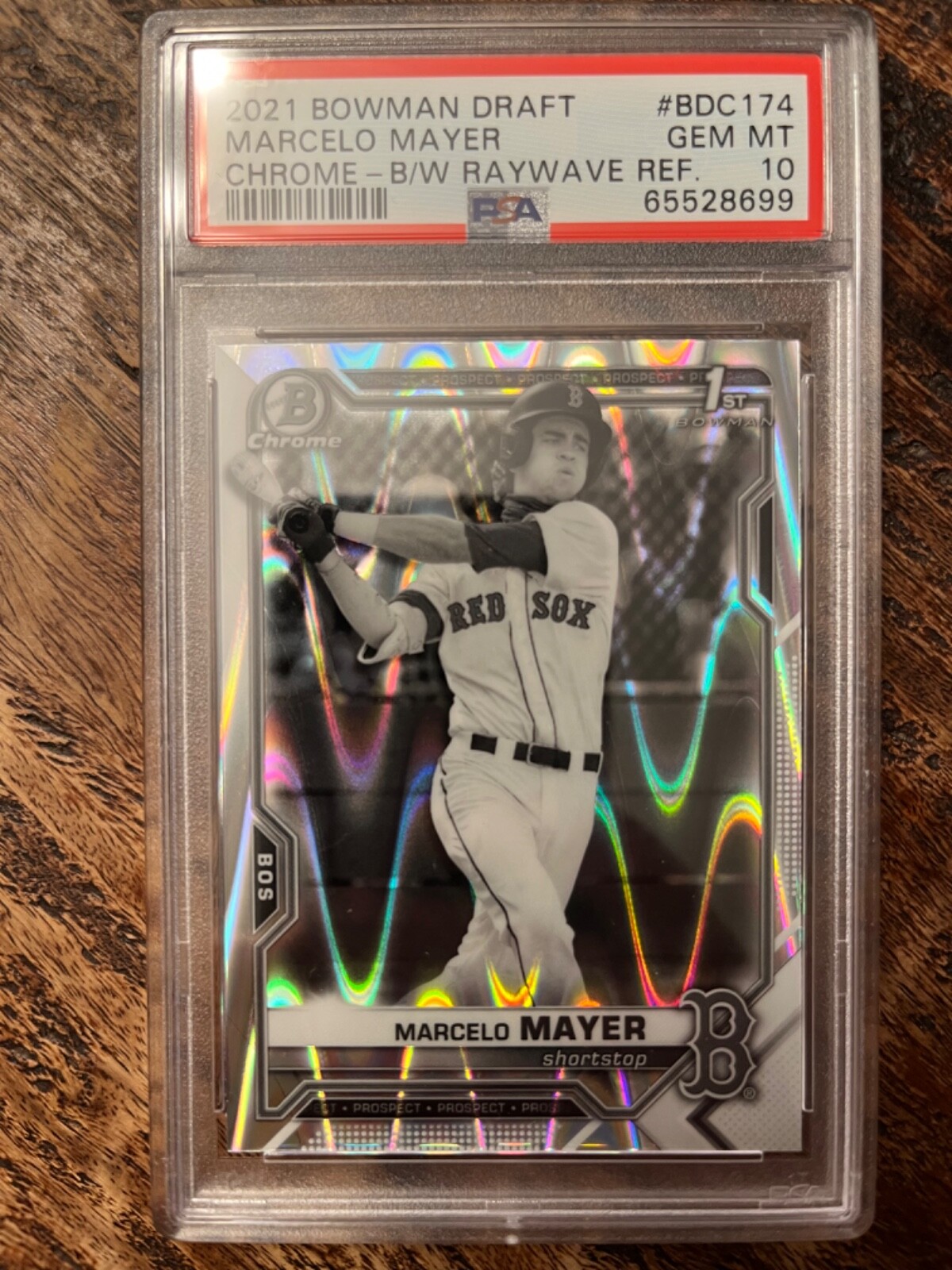 2021 Bowman Draft Chrome Marcelo Mayer Black & White Raywave Refractor PSA 10