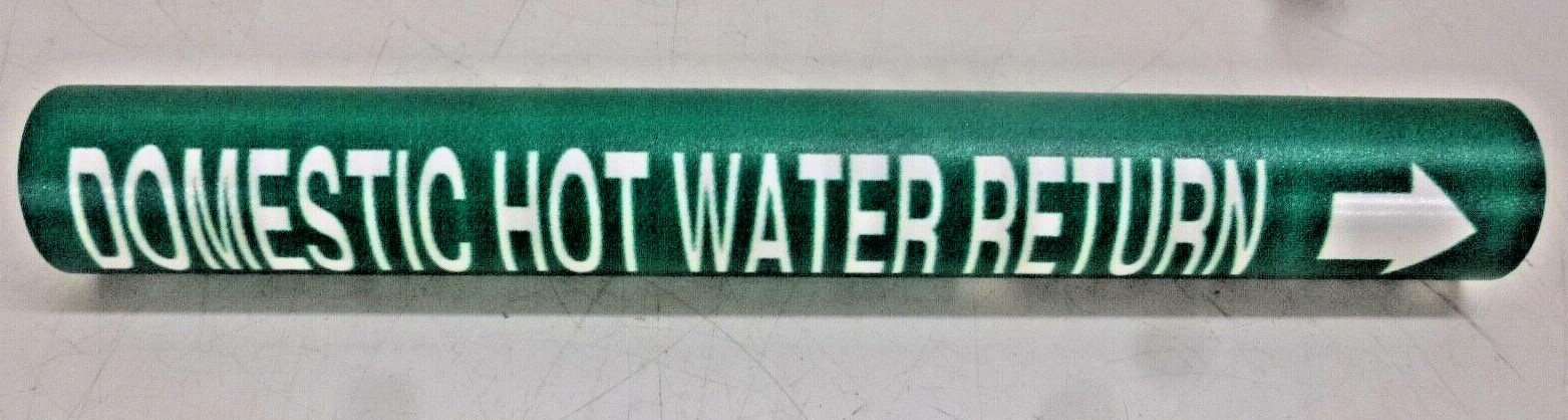 new-brady-pipe-marker-domestic-hot-water-return-snap-on-5pc-4317-b