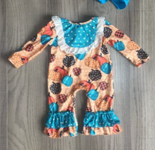 NEW Boutique Baby Girls Pumpkin Ruffle Romper Jumpsuit