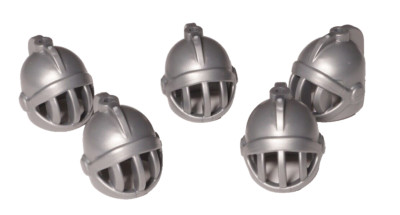 LEGO - 5 Ritterhelme / Helme mit Gittervisier flat - silber / x167 NEUWARE