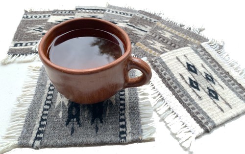 Sottobicchiere Tazza Tappeto Lana Neutra Non Tinto, Tessuto a Mano Geometrico Set di 8 Sottobicchieri - Foto 8 di 8