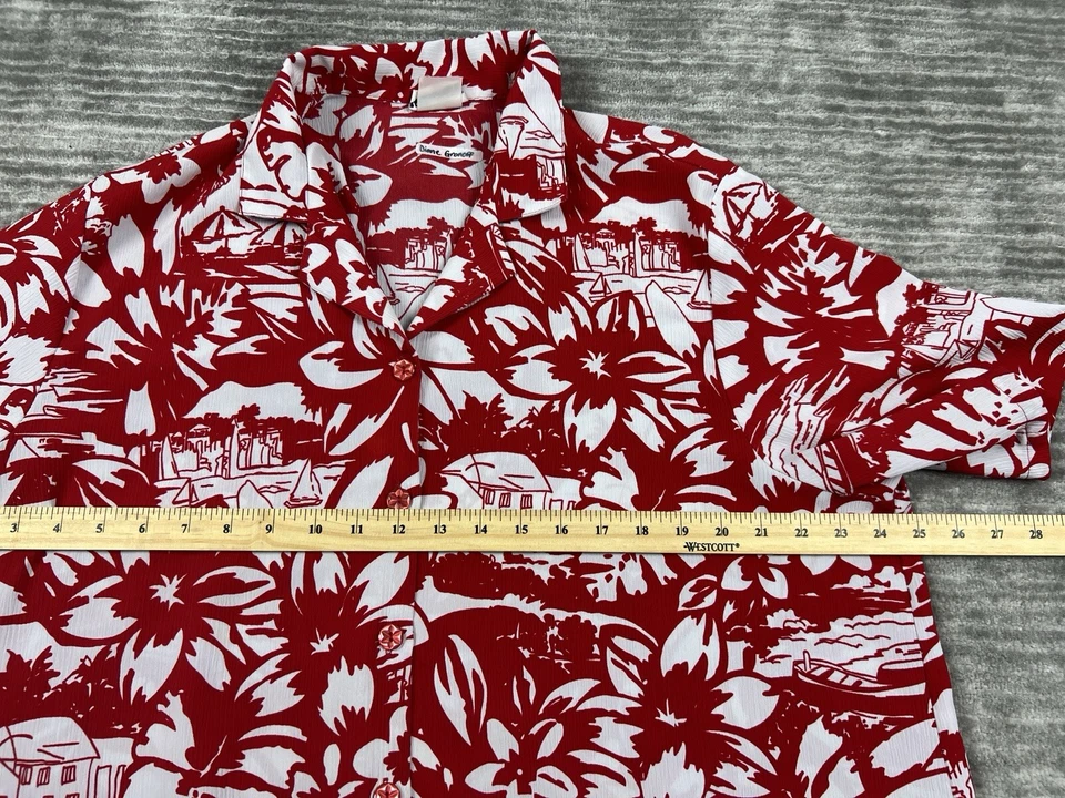 Top Bonworth para mujer 2XL rojo blanco abotonado manga corta tropical informal Foto 4 de 4