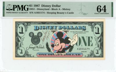 1987 $1 Disney Dollar Mickey Signed 