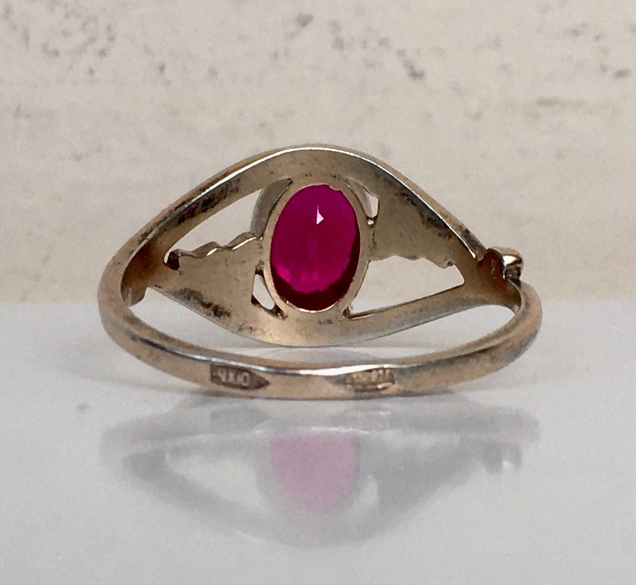 Ring №51 Vintage Soviet Red Ruby Ring Silver Ring… - image 15