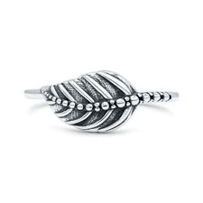 7.4mm Feather Or Leaf Design Dotted Oxidized Trending Ring 925 Sterling Silver