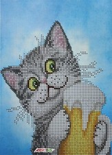 Bead Embroidery Kit DIY Beaded Needlepoint Cat Beaded Stitching Kitten a5-d-486