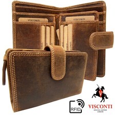 Purse Real Leather Visconti Designer Quality Tan RFID Trifold New in Box 730