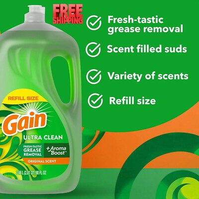 #ad #ad Gain Ultra Dishwashing Liquid Dish Soap Original Scent 90.0 fl oz $12.90
