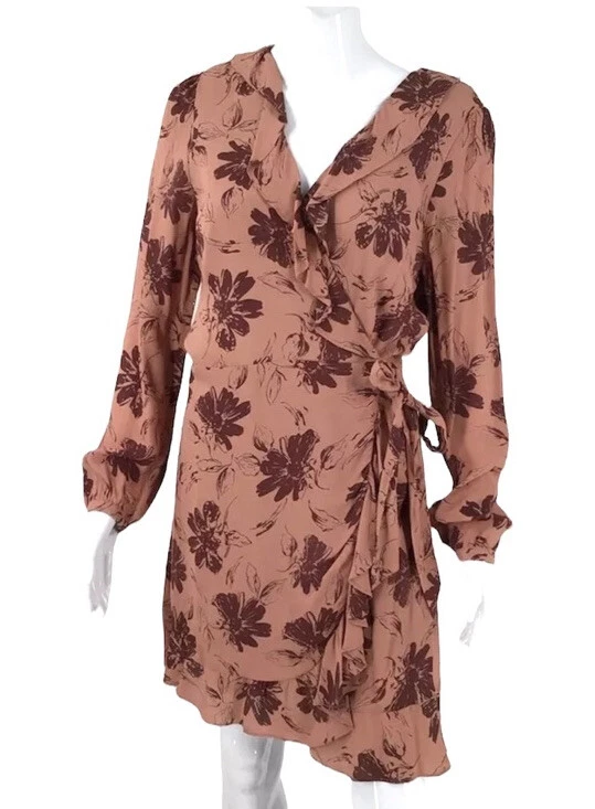 Velvet floral wrap dress cheap