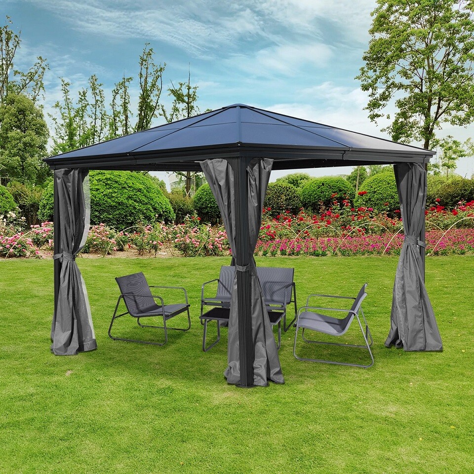 Tienda de jardín pérgola carpa de fiesta aluminio pabellón de jardín Suez 3 x 3 m policarbonato