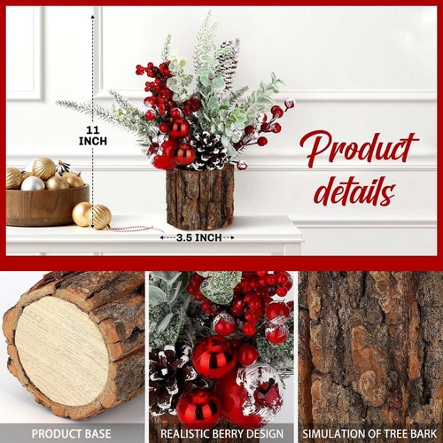 2Pcs Artificial Mini Tabletop Christmas Tree Decorations with Ornaments for Home - Picture 6 of 7